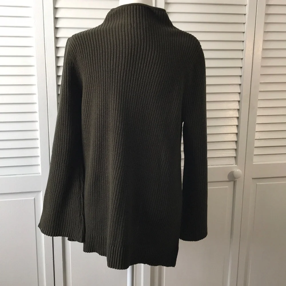 STYLE & CO. Olive Green Ribbed Mock-Neck Tunic Sweater Size Large